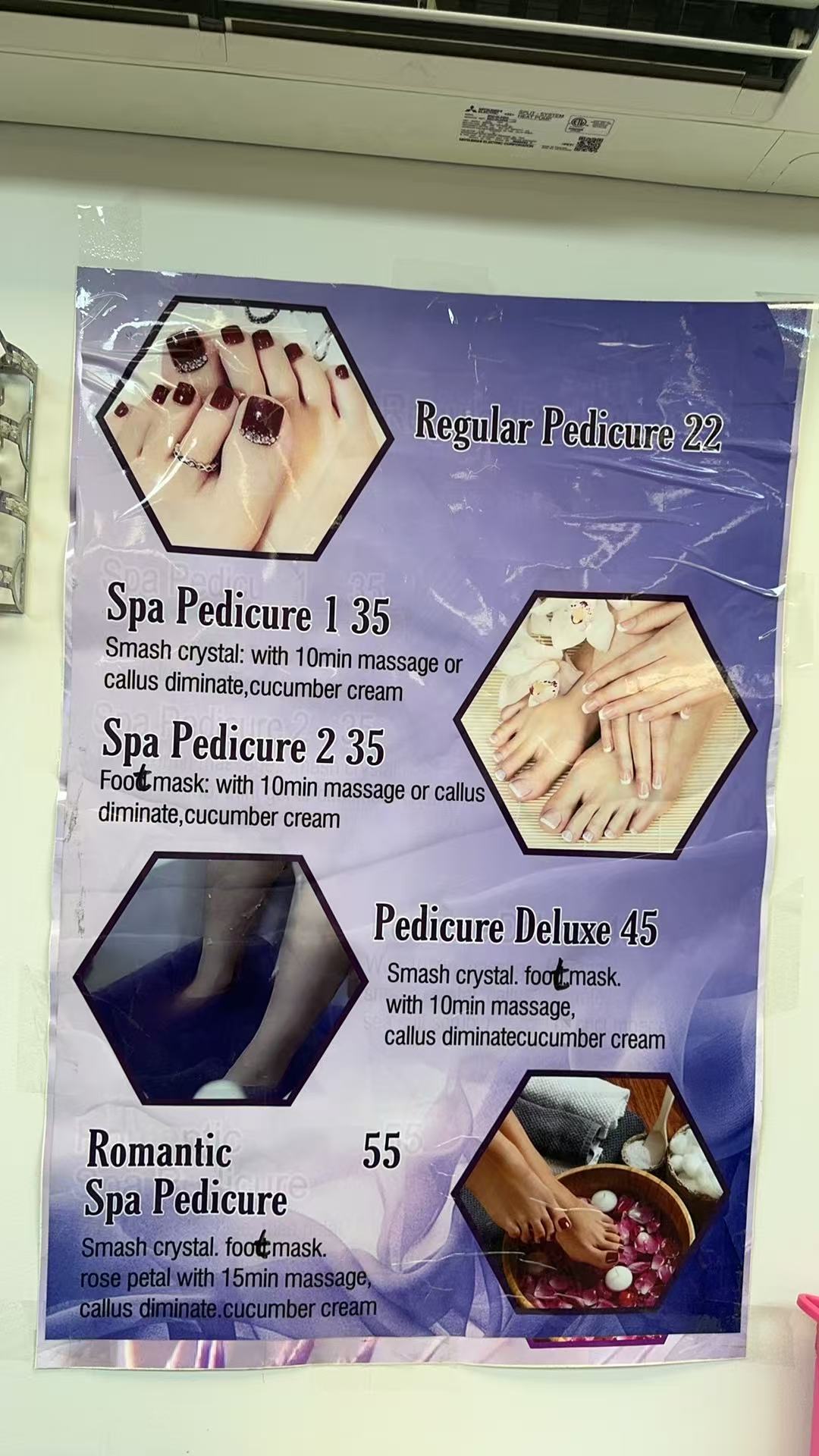 Princess Nails Salon spa pedicure menu